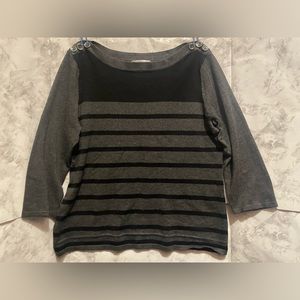 SPENSE PETITE Woman’s Grey Striped Sweater Sz PM